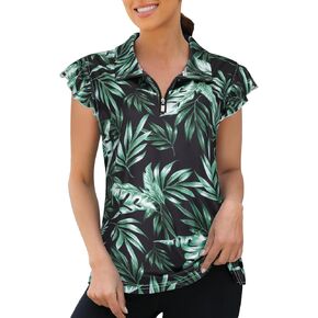 Viracy Ruffle Sleeve Womens Golf Shirt Lightweight Moisture Wicking Polo Wrokout Tops
