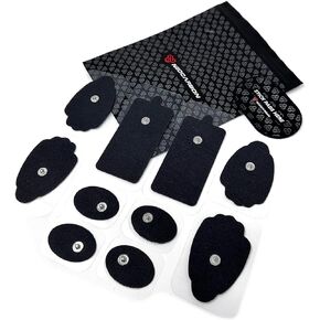 Reusable Electrode Pads for TENS EMS Unit, 10 Replacement Premium Pads and 1 Plastic Holder, Gray
