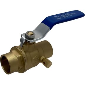 5 Pcs XFITTING 1/2 Inch Sweat Ball Valve with Drain, Brass, 600 WOG, Full Port, 1/4 Turn Control, 26-1-4=5X