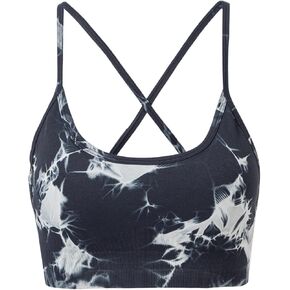 Women's Sports Bras Tie-dye Seamless Workout Criss Cross Gym Yoga Strappy Crop Bra