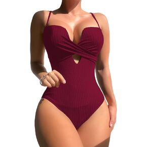 Milumia Women's Criss Cross Push Up Onepiece Swimsuit Cut Out Spaghetti Strap Bathing Suit