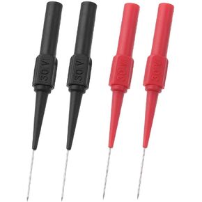 4PCS 0.7mm/0.02inch Test Probe Pins,Multimeter Test Lead Extention Back Probes Sharp Needle Micro Pin for Socket Tester Tools(Black&Red)