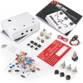 StewMac Ghost Drive Pedal DIY Build Your Own Overdrive Kit, With White Enclosure, Based on the Klon Centaur (12254-W)