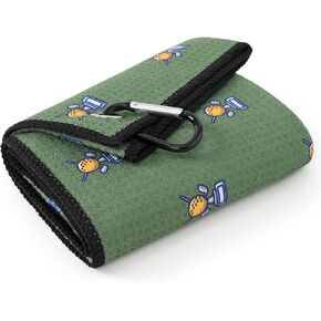 Mile High Life Golf Towel(16"x24"), Fun Prints Microfiber Towels, Waffle Fabric Large Golf Towel, with Heavy Duty Clip, Golf Bag Accessories for Men and Women (Pink Towel,Printed-Golf Cart)
