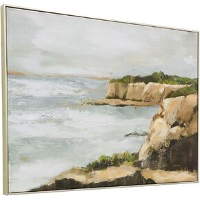 Abstract Seascape Canvas Wall Art - Framed Watercolor Block Array Abstract Oecan Scenery Painting for Living Room Decoration