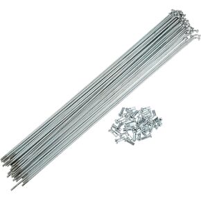 X AUTOHAUX 36 Pcs 14G J Bend 2mm Bike Bicycle Spokes with Nipples Steel Silver Tone