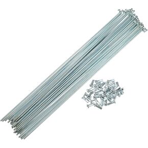 X AUTOHAUX 36 قطعة 14G J Bend 2 مم دراجة دراجة مع حلمات فولاذية فضية اللون