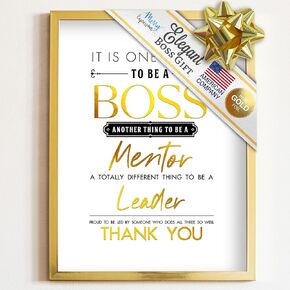 Boss Lady Gift in Gold - Desk and Wall Art - Appreciation or Retirement Gift, Gift for a Women or Friend Office Décor