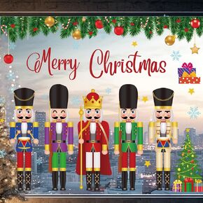 Christmas Window Clings Nutcracker Window Stickers Xmas Nutcracker Window Clings Decor Christmas Party Decorations Indoor Nutcracker Static Window Decoration Removable Christmas Party Supplies