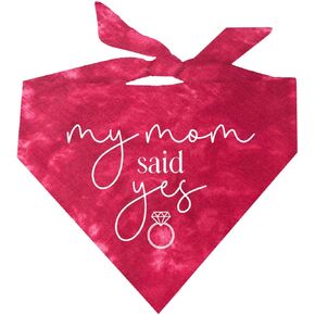 My Mom Said Yes Wedding Engagement Announcement Dog Bandana (Black Scrunch, OS 383)