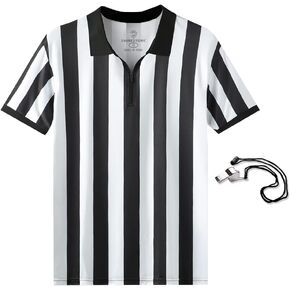 Shinestone Referee Shirt, Referee Costume Shirt for Womens and Mens, Zipper Neck Umpire Jersey for Sports and Christmas