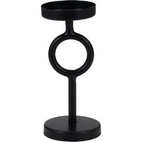 Sagebrook Home Novelty Iron Candle Holders and Tealights Ring Indoor Outdoor Tealight Candle Holder Decor, Decorative Accent Lighting for Home, Parties, Bedroom, Bathroom, 8" H, Black