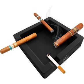 Cigar Ashtray, Ashtray for Outside Patio, Outdoor Ashtray, Outdoor Ashtrays for Patio Waterproof, Trays Indoor - Outdoor, Cigar Ashtray for Outside Patio, Silicone Ashtray (Dark Grey)