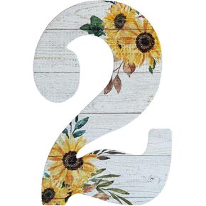 COLLECTIVE HOME - 12" Wood Letters for Wall Decor, Rustic Wall Sign, Decorative Hanging Alphabet Signs, House Number, Decorations for Wedding Birthday Housewarming Party, Washed White, Sunflower (2)