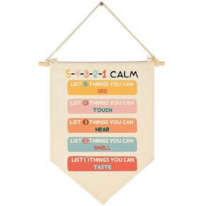 Calming Corner Decor-Coping Techniques Wall Art for Kids-Calm Down Skills-Classroom Management Sign-Flag Decor Gift for Kids Boys Girls - Banner Wall Sign Gifts for Classroom