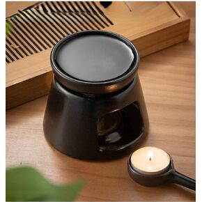 Hand Large Capacity Made Essential Oil Burner Wax Melt Burners, Aromatherapy Aroma Burner Ceramic Oil Diffuser Candle Tealight Holder Home Bedroom Decor Black