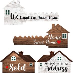 2 Pieces Sold Signs, Double Sided Social Media Photo Props, House Shaped and Home Key Shaped Decor Closing Gift Double Sided Agent Supplies and Signs
