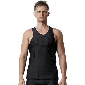 Men’s Padded Football Shirt Rib Protectors Compression Shirts with Pads Basketball Protective Gear Rugby Tank Top