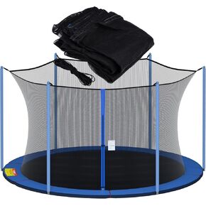 NONMON Trampoline شبكة أمان بديلة لـ 12ft 13ft 14ft 15ft إطار دائري الترامبولين، شبكة ترامبولين مسامية ومقاومة للطقس مع أشرطة قابلة للتعديل (الشبكة فقط)