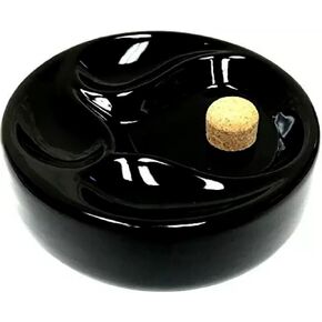 7" x 1.5" F.e.s.s. Ceramic Tobacco Pipe Ashtray with Cork Knocker and 3 Pipe Stand Large - Ideal for Patio Use for Patio, Indoor, Outdoor Desktop Use