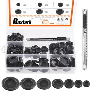 181Pcs 7 Sizes Closed Rubber Grommet Assortment Kit Rubber Grommets Hole Plug for Wire Protection Electrical Appliance Cable Drill Hole Firewall
