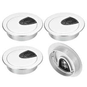 uxcell 4Pcs Cable Hole Cover, 2-9/16"(65mm) ABS Desk Cable Wire Cord Grommet Hole Cover for Office Computer Desk Wire Organizer, Silver
