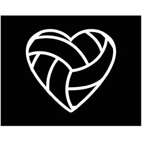 Volleyball Heart Vinyl Decal | White | Made in USA by Foxtail Decals | for Car Windows, Tablets, Laptops, Water Bottles, etc. | 4.5 x 4.15 inch