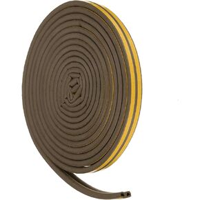uxcell 33 Ft Weather Stripping Seal Strip for Doors/window, 5/16 Inch x 3/8 Inch Self Adhesive D Type Foam Sealing Tape, Soundproofing Door Seal Strip Brown
