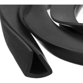 uxcell 2Pcs U Channel Edge Trim, 8.2ft Length Rubber Guard Seal Strip Edge Protector Flat Type Fit for 11.5-12mm Edge, (5/8" W x 35/64" H) Black