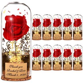 Red Rose Golden Glitter Powder Wedding Party Decoration Supplies, 11 pcs Beauty Beast Party Guests Souvenir Gifts Dome Bottles Gorgeous Party Gift for Wedding Bride Shower Engagement-14