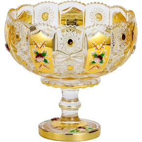 Decorative Stemmed Centerpiece Fruit Bowl for Kitchen, Living Room (Gold, Small).