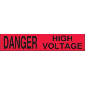 Accuform MPT25 Plastic Barricade/Perimeter Tape, Legend "Danger HIGH Voltage", 3" Width x 1000-ft Length x 3-mil Thickness, Black on Red