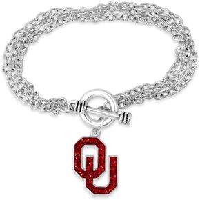 Oklahoma Sooners Game Day Glitter Toggle Bracelet Jewelry Gift Licensed OU