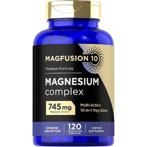 Magnesium Complex Supplement 745mg | 120 Capsules | 10 in 1 Blend | Vegetarian, Non-GMO, Gluten Free | by Magfusion-10