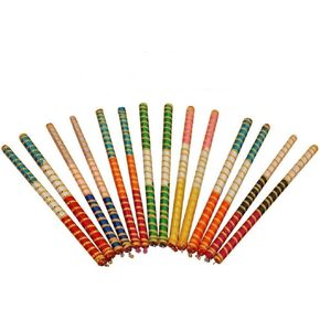 Colorful Decorated Wooden Dandiya Stick 4pcs (2 Pairs) Dandia Stick For Navratri Dandiya Garba Dance