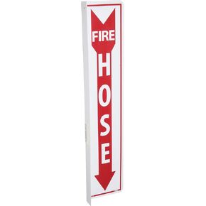NMC TV46 Flanged Sign, Legend "FIRE HOSE" with Arrow Graphic, 4" Length x 18" Height, Rigid Plastic , White on Red