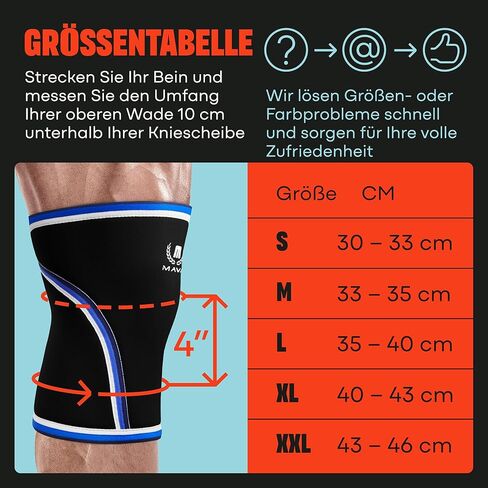 Mava Sports Knee Compression Sleeve & Knee Sleeves for Weightlifting Men & Women - 7mm Neoprene for Cross Training WOD, Gym, Squats & Weightlifting in Kuwait