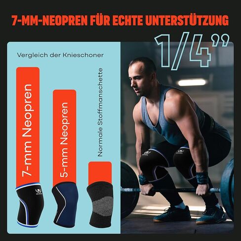 Mava Sports Knee Compression Sleeve & Knee Sleeves for Weightlifting Men & Women - 7mm Neoprene for Cross Training WOD, Gym, Squats & Weightlifting in Kuwait