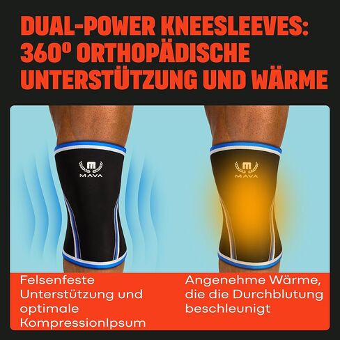 Mava Sports Knee Compression Sleeve & Knee Sleeves for Weightlifting Men & Women - 7mm Neoprene for Cross Training WOD, Gym, Squats & Weightlifting in Kuwait