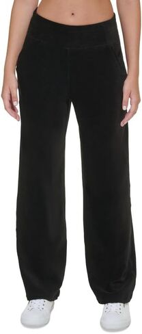 Calvin Klein Performance Women's Wide-Leg Velour Pants (Black, Large) in Saudi Arabia