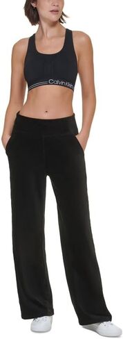 Calvin Klein Performance Women's Wide-Leg Velour Pants (Black, Large) in Saudi Arabia