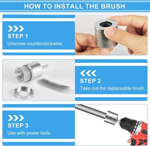 Metal Copper Pipe Cleaner, Drill Pipe Cleaning Brush with Replaceable Brush Electric Drill Pipe Cleaning Brush Metal Pipe Tube Cleaning Brush for Professional Plumbers and Industrial Use in Saudi Arabia