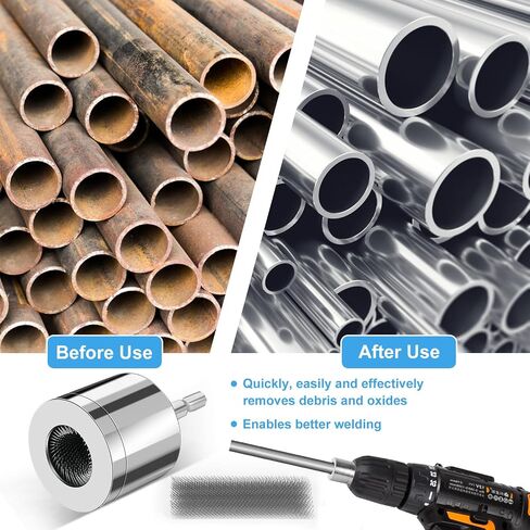 Metal Copper Pipe Cleaner, Drill Pipe Cleaning Brush with Replaceable Brush Electric Drill Pipe Cleaning Brush Metal Pipe Tube Cleaning Brush for Professional Plumbers and Industrial Use in Saudi Arabia