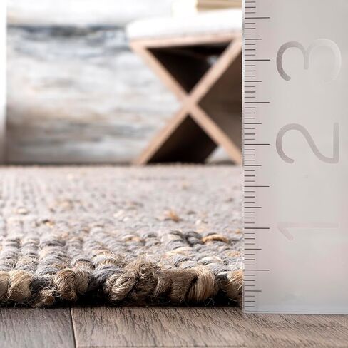 سجادة NuLOOM 3x4 Elfriede من الجوت والقطن المنسوجة يدويًا، طبيعية، نمط مزرعة ريفي متين، تصميم منسوج، ألياف طبيعية، لغرفة النوم، غرفة المعيشة، غرفة الطعام، المدخل، المكتب، المدخل in Saudi Arabia