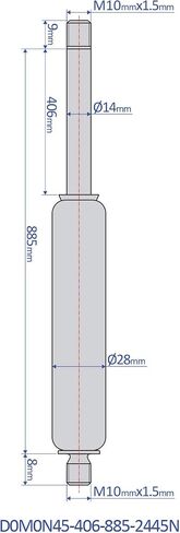 Bansbach – 35 inch (885mm) Stainless Steel Gas Spring, Force 2445N (550lb) - Hydraulic Tools & Accessories, Heavy Duty, Standard Model in Saudi Arabia