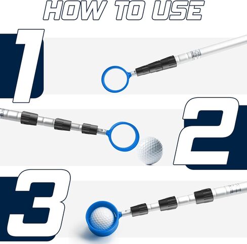 prowithlin Golf Ball Retriever, 6/9/12/15/18ft Aluminum Alloy Golf Ball Retriever Telescopic Golf Accessories Golf Gift for Men in Kuwait