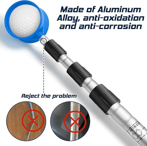 prowithlin Golf Ball Retriever, 6/9/12/15/18ft Aluminum Alloy Golf Ball Retriever Telescopic Golf Accessories Golf Gift for Men in Kuwait