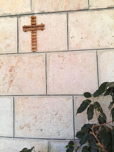 Olive Wood Large Wall Decor Cross (9 Inches) with Lord's Prayer (Our Father Prayer) in English from Bethlehem Holy Land in Saudi Arabia