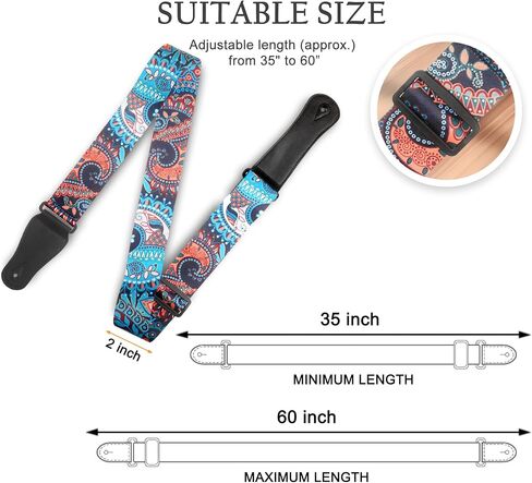 AZOR Guitar Straps for Acoustic Electric Guitar Bass, Vintage Woven Guitar Strap Adijustable with Genuine Leather Ends,Come with Strap Button 1 Pair Strap Locks and 3 Guitar Picks(21020) in Saudi Arabia