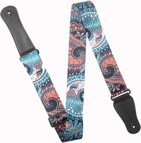 AZOR Guitar Straps for Acoustic Electric Guitar Bass, Vintage Woven Guitar Strap Adijustable with Genuine Leather Ends,Come with Strap Button 1 Pair Strap Locks and 3 Guitar Picks(21020) in Saudi Arabia
